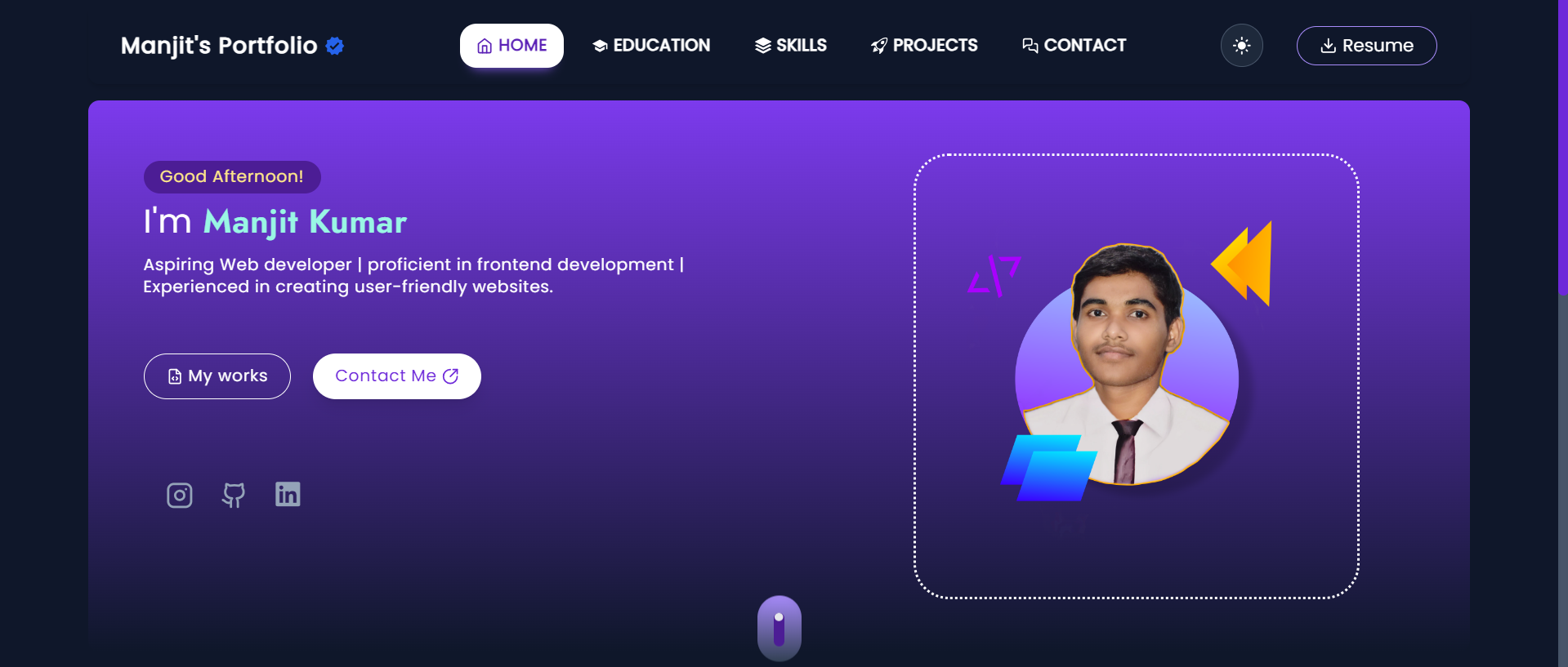 Manjit's portfolio react cover